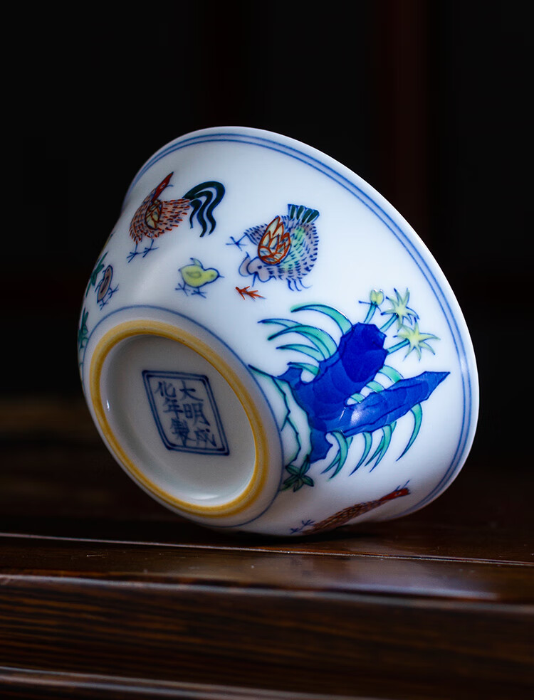 28亿拍卖款鸡缸杯斗彩景德镇观复纯手工大明成化复古酒杯帝王杯双杯