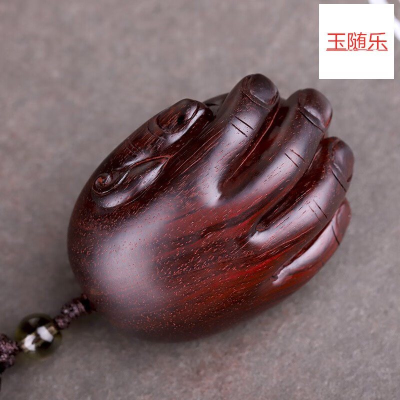 玉随乐 蝙蝠佛手手把件 印度小叶紫檀木文玩把玩物件招财纳福手玩件