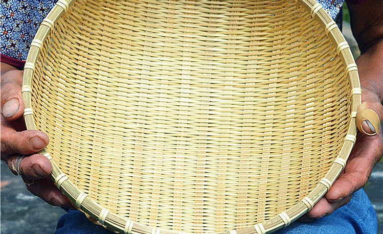 竹制品农家竹箕簸箕馍筛子圆簸筐竹编萝筲箕竹收纳筐米筐手工 b款外径