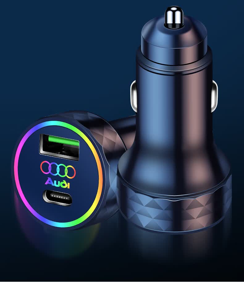 同款奥迪车载充电器alalqlqlalaqlqqq点烟转接 奥迪尊贵黑七彩 30w