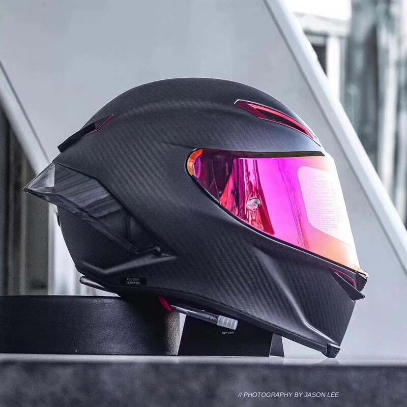 r变色龙冰蓝磨砂亮黑75周年摩托赛车碳纤维头盔全盔 锻造碳纤维冰蓝 s