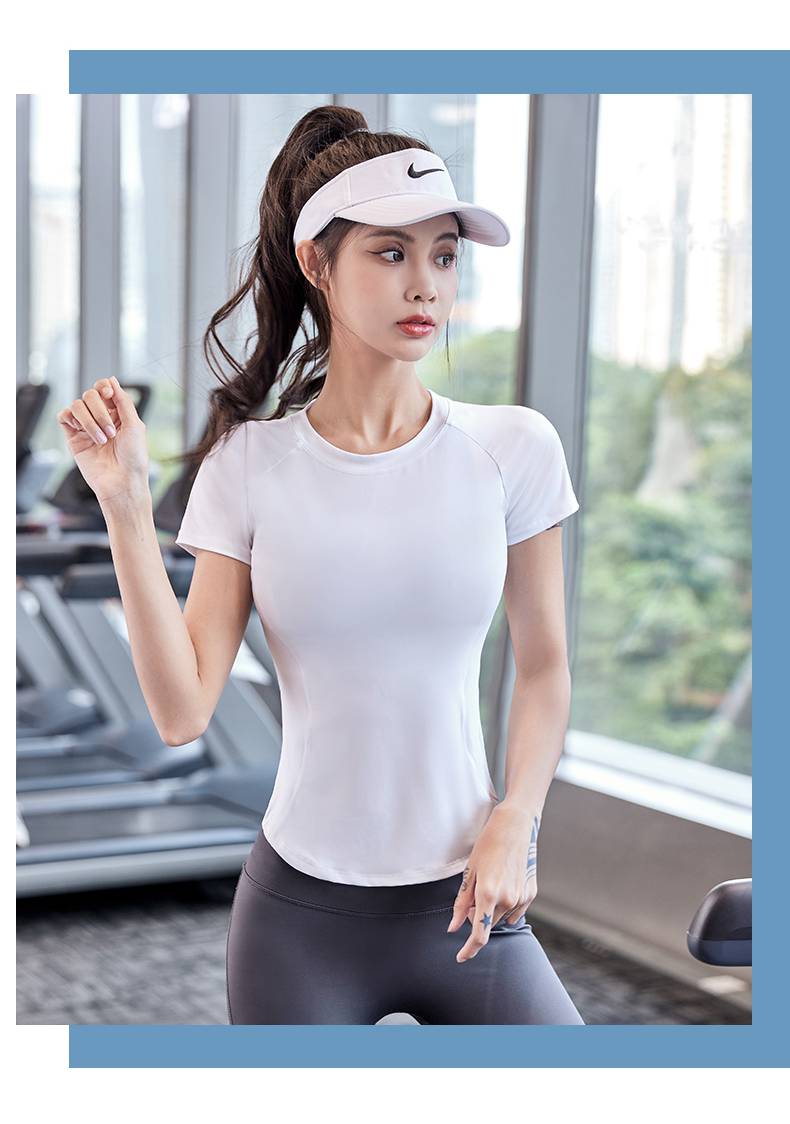 瑜伽服女夏款性感健身上衣女修身性感运动短袖跑步速干t恤透气网红