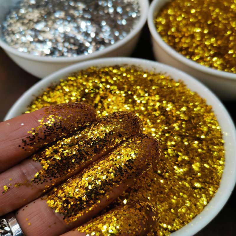 耐高温金葱粉闪光粉亮片硅藻泥 真石漆工艺礼品金粉金片银片闪粉 金色