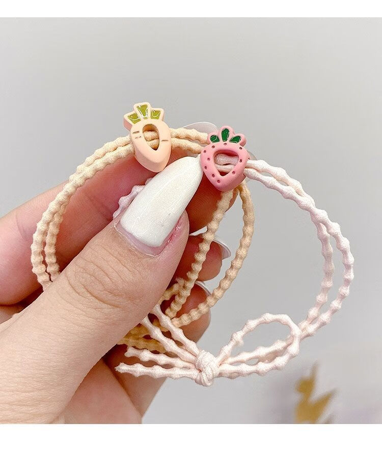 彩芷韩版简约可爱水果小皮筋男朋友网红小饰品情侣闺蜜手链3件套菠萝