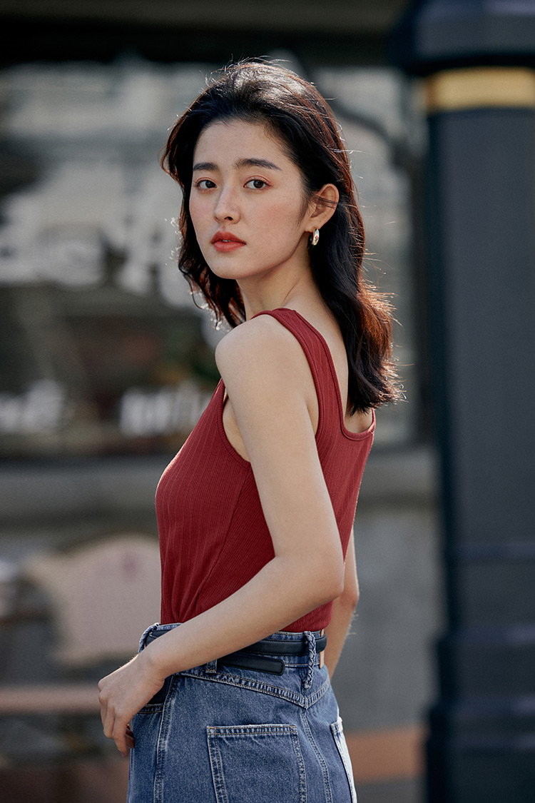 INMAN Slim Fit Vest Women Summer Base Layer Slimming Inner Wear Outer Wear Black L 20