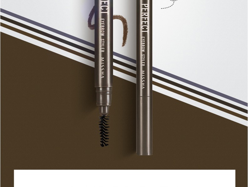 谜尚 自动美眉笔双头双效防水防汗不易晕染立体三角笔芯自动眉笔 棕色