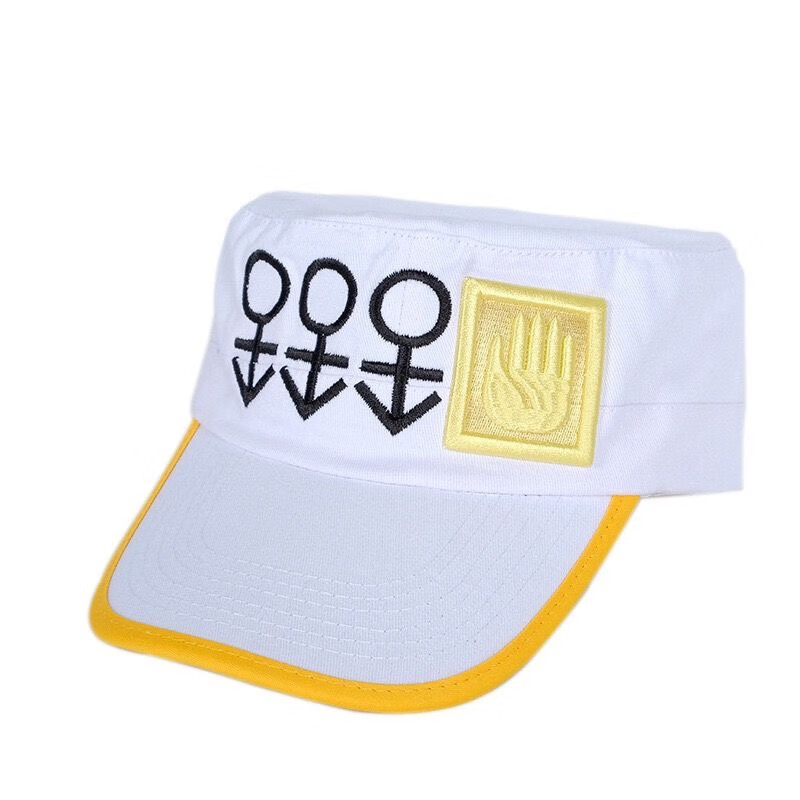 空条承太郎帽子jojo 奇妙冒险黄金之风动漫白色平顶帽 刺绣三个箭头版