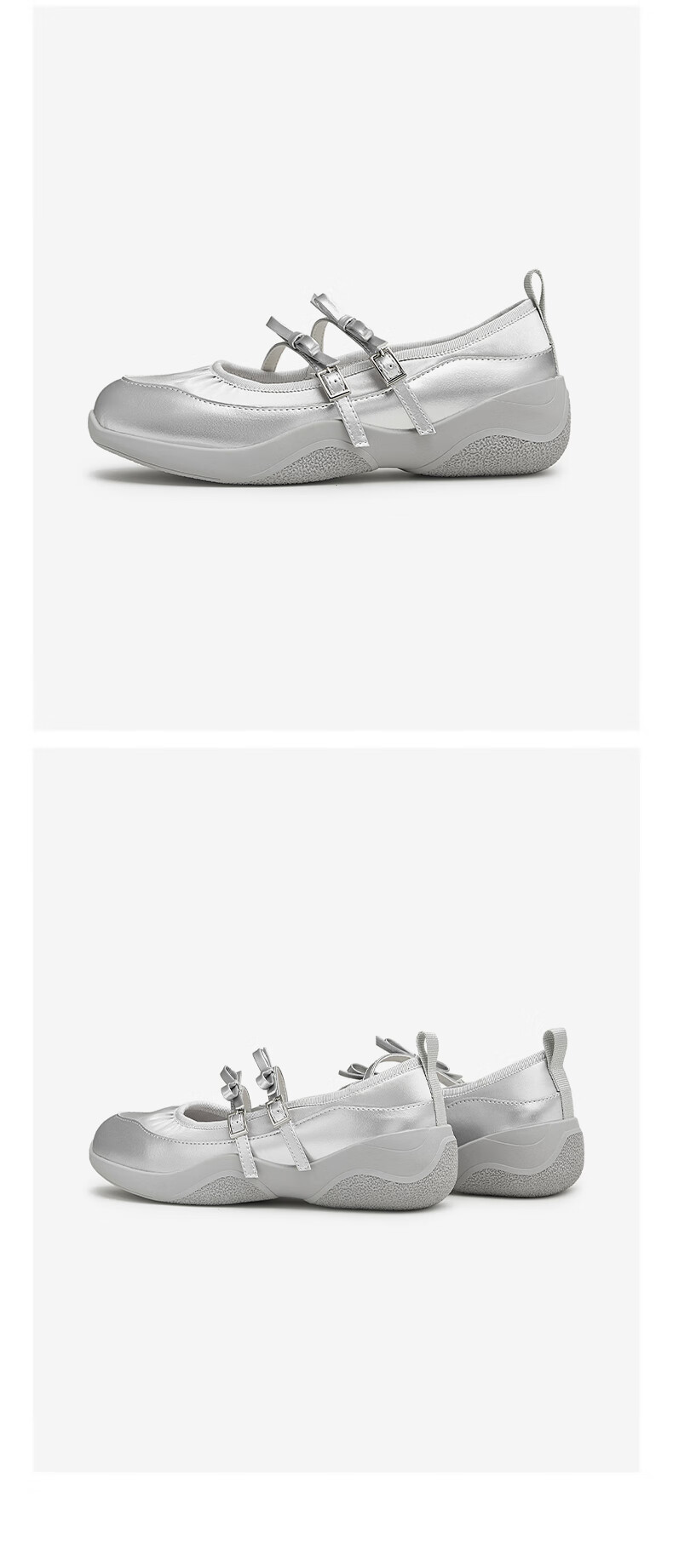 TATA Silver Casual Mary Jane Shoes for Women, Sporty Ballet Flats, Autumn Season CGA02CQ4, Beige, Size 36 6