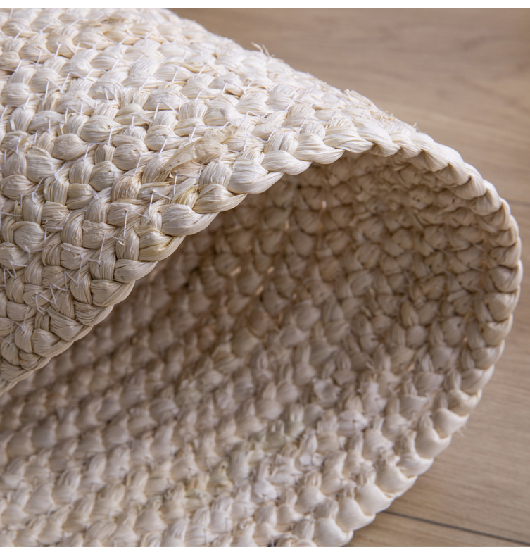 南暖北欧越南水芦苇草编织圆形地垫简约黄麻客厅卧室床边 花型a120cm