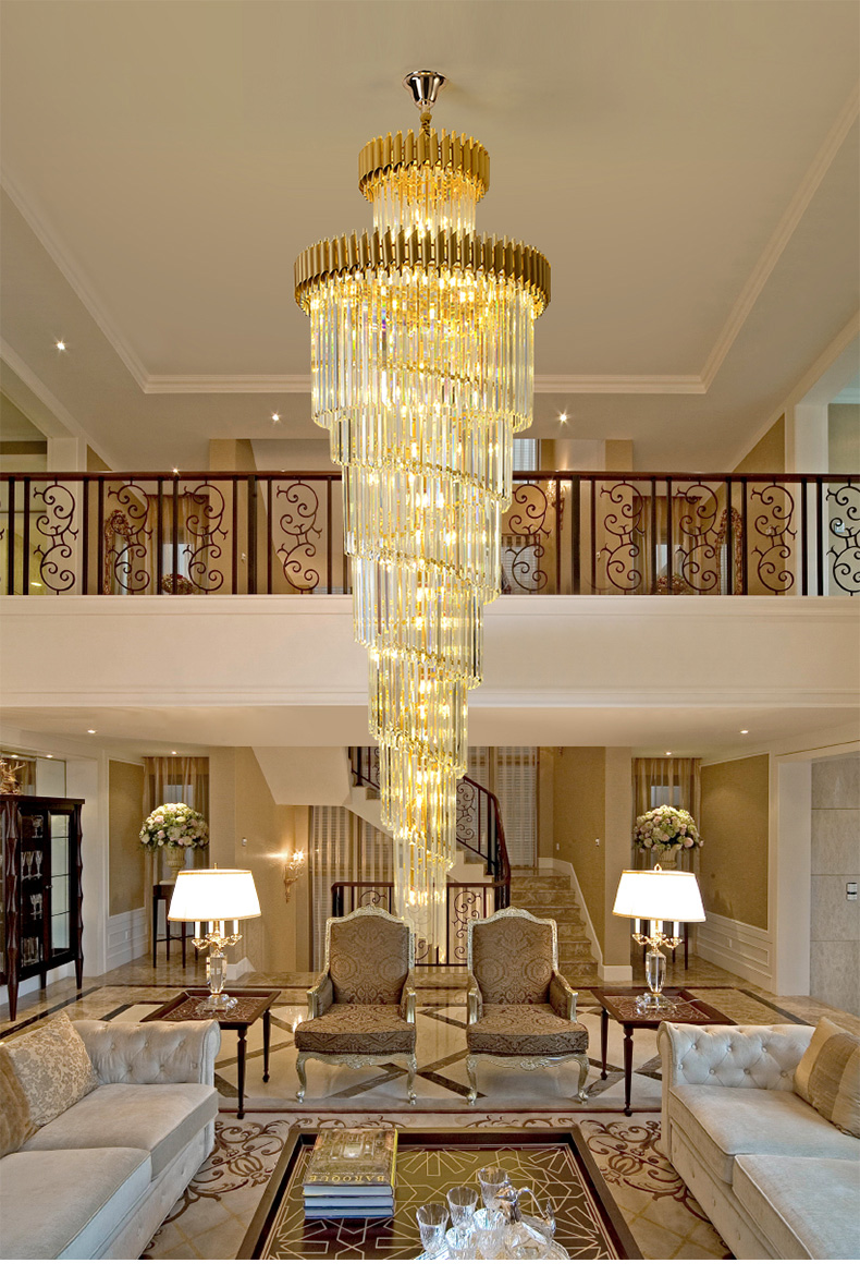 塔林后现代轻奢水晶大吊灯大复式楼客厅灯酒店大堂灯别墅旋转楼梯间