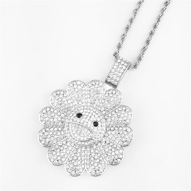 村上隆太阳花项链 多彩笑脸太阳花葵花向日葵七彩造型可转动项链sn