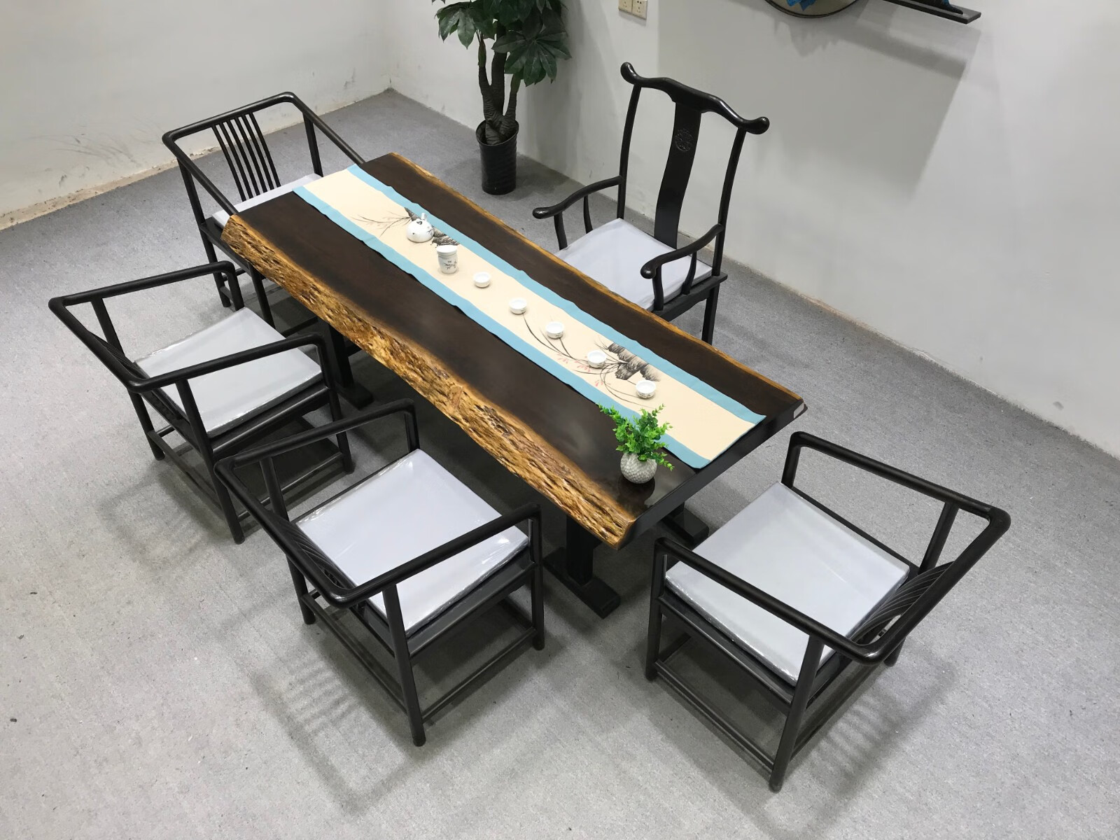 黑金檀实木大板桌黑色檀木茶桌巴花大板原木整板新中式奥坎大板简约