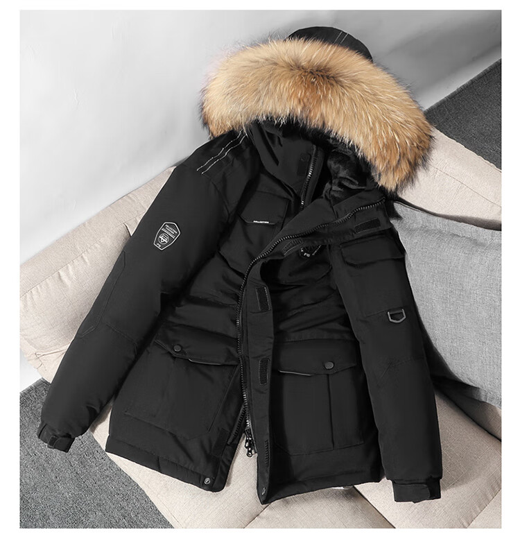 龙缔保罗韩国runningman跑男同款情侣中长羽绒服男女户外加厚工装 酒