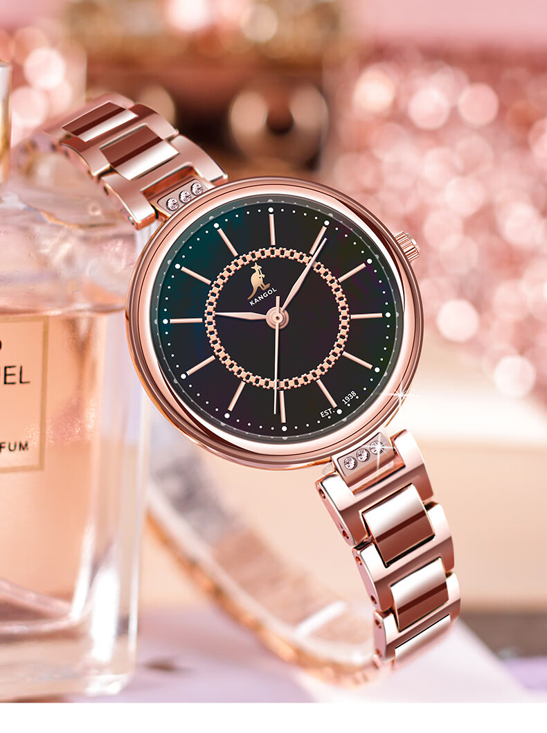 kangol 袋鼠品牌手表女全自动满天星镶钻简约时尚商务气质防水女士