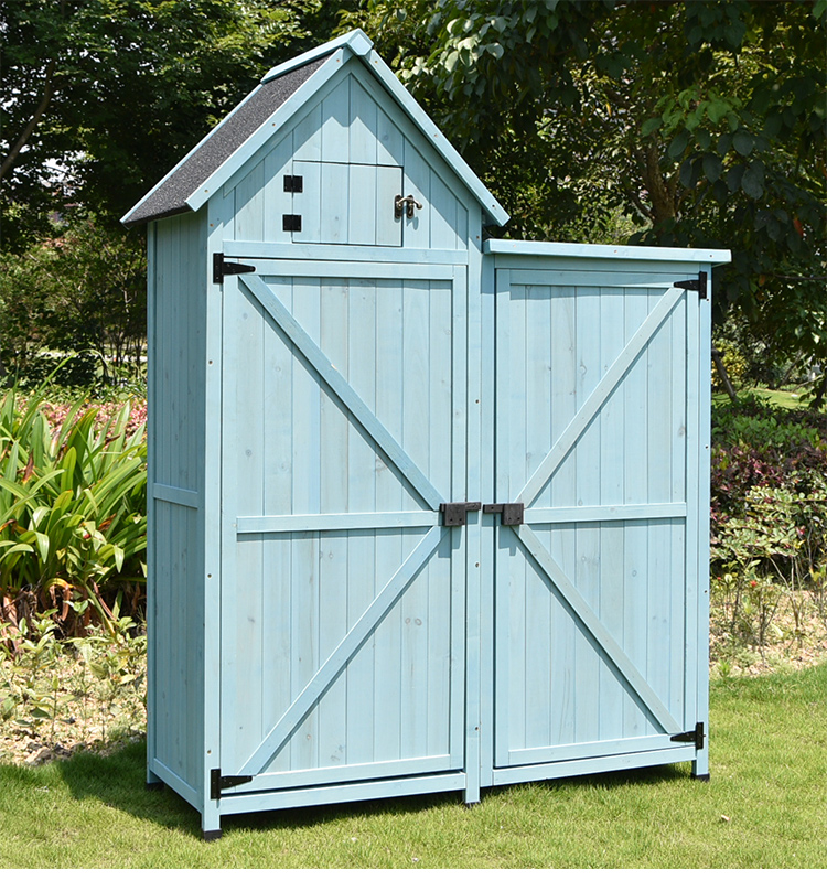 墨绩户外阳台收纳柜工具杂物箱工具房功能柴火房防雨腐实木庭院花园