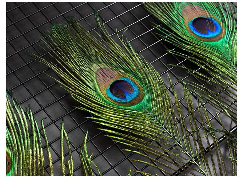 孔雀尾羽毛真孔雀羽毛翎尾大眼睛diy饰品家居摆设客厅婚庆花瓶装饰品