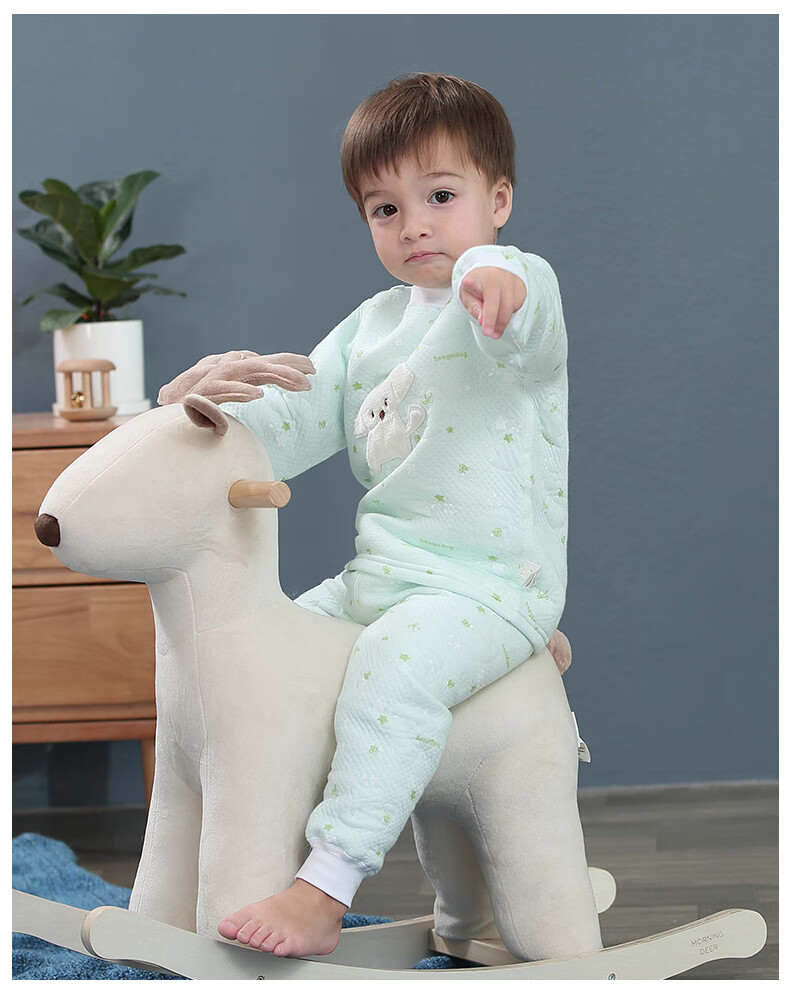 小狗比格婴儿冬装儿童保暖内衣加厚长袖睡衣婴儿内衣套装秋冬纯棉