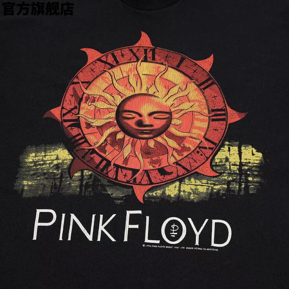 vintage pink floyd 太阳神水洗做旧复古t恤高街宽松比伯同款短袖潮牌