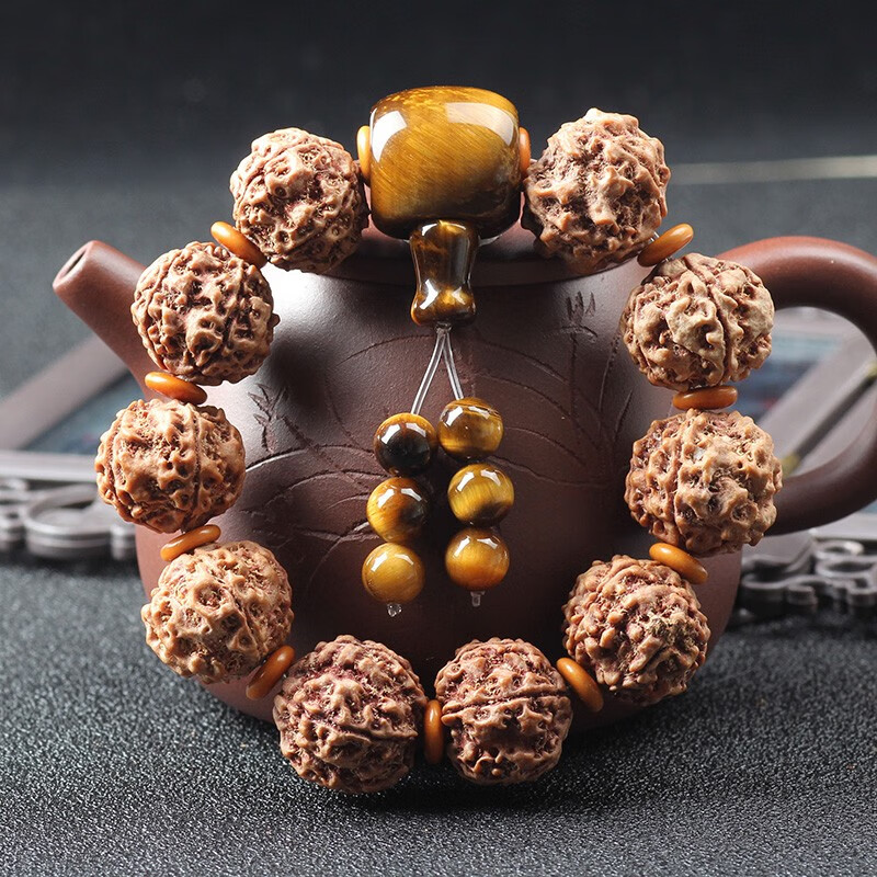 大金刚手串菩提单圈佛珠配饰套餐紫檀大号手把件崖柏手持佛头三通红