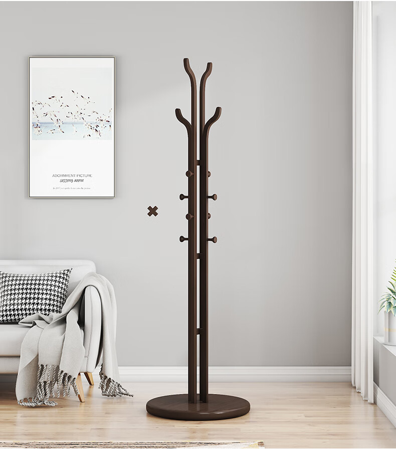 高档衣帽架家用衣帽架落地衣帽家用时尚好看的创意实木衣架子卧室客厅