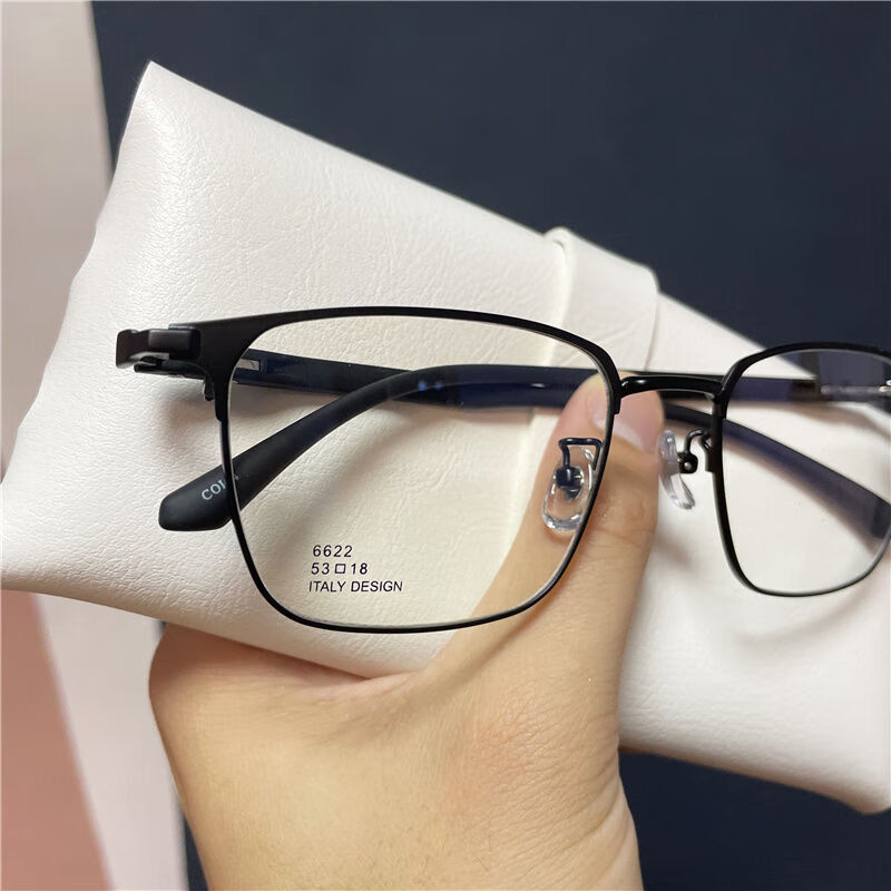 男士眼镜潮舒适网红小红书抖音文艺气质商务变色防蓝光眼镜架黑金单