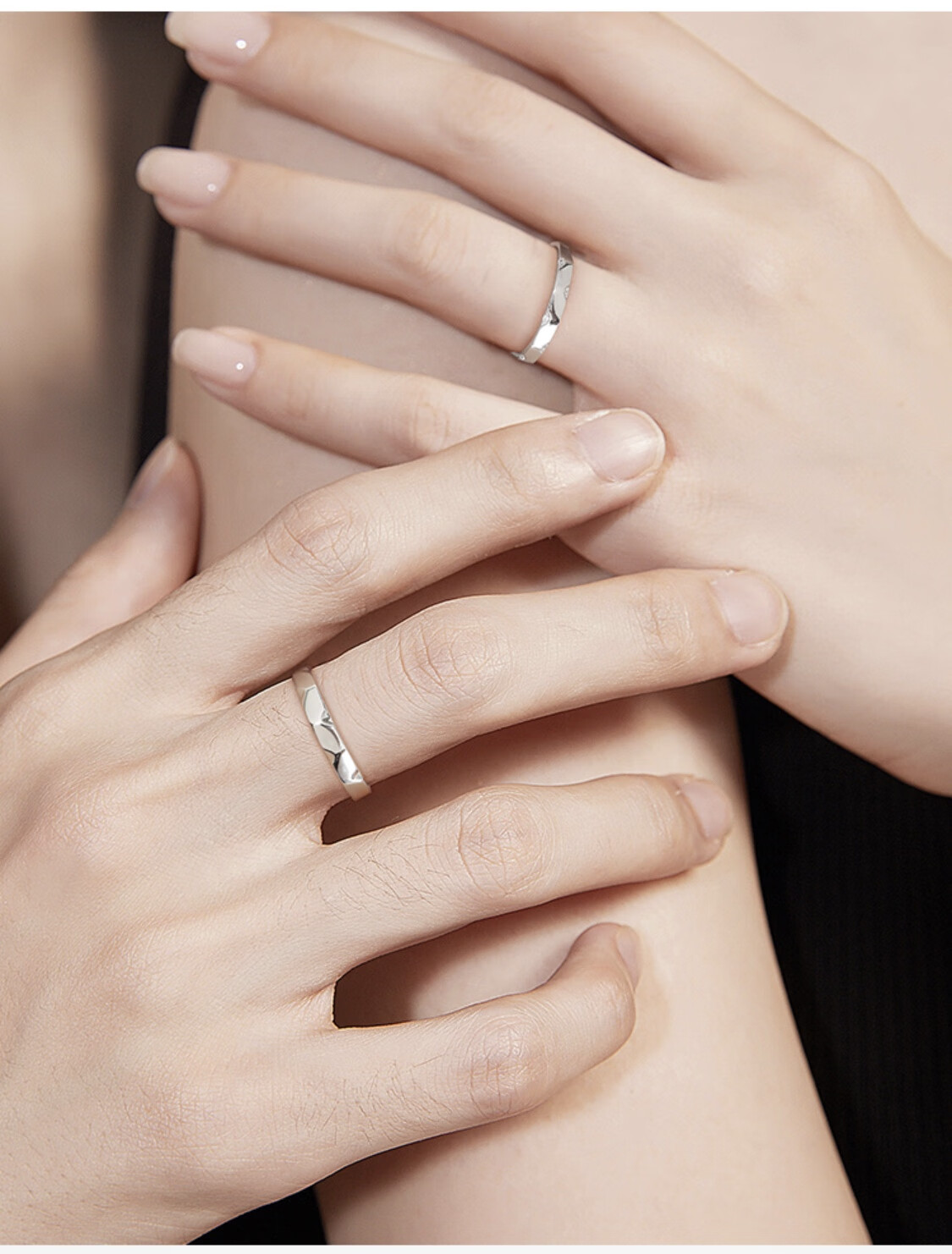 fanci范琦银饰触心戒指银情侣对戒简约戒指开口戒可刻字礼物抖音同款