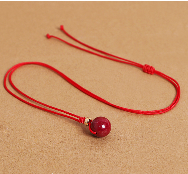 天下红然朱砂吊坠保真紫金砂红绳本命年女项链闺蜜情侣饰品锁骨链
