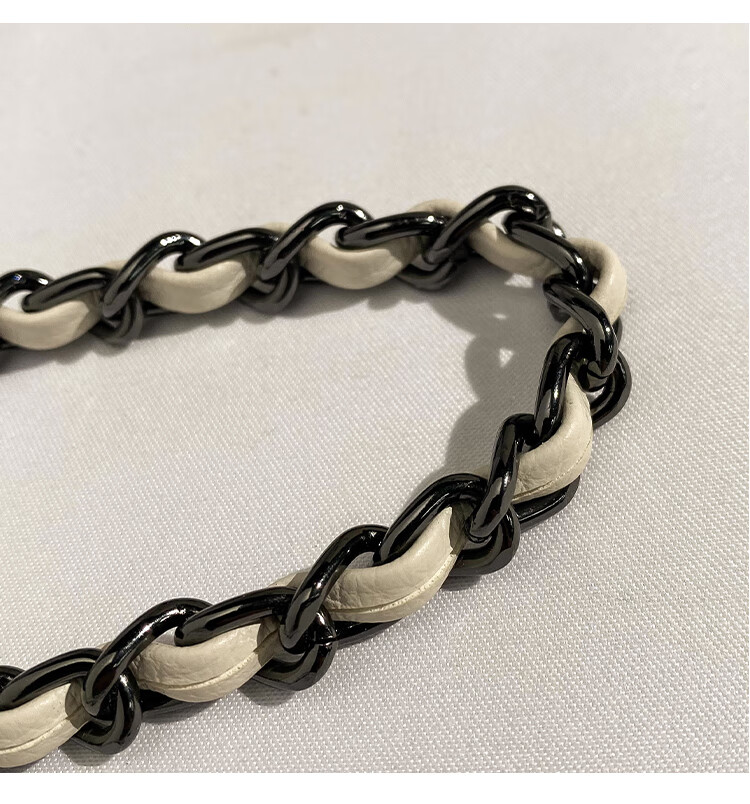 香港mack jhosel秋冬真皮哈顿链条小方包腋下包包女2022新款斜挎 白色