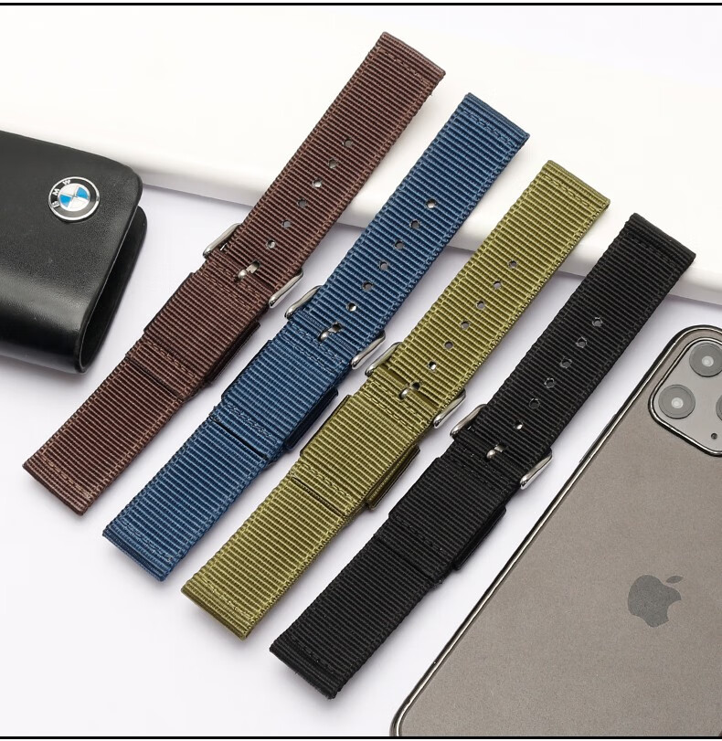 适配卡西欧a168w/a158w mrw200/f91w/ae1200尼龙帆布手表带18mm 墨