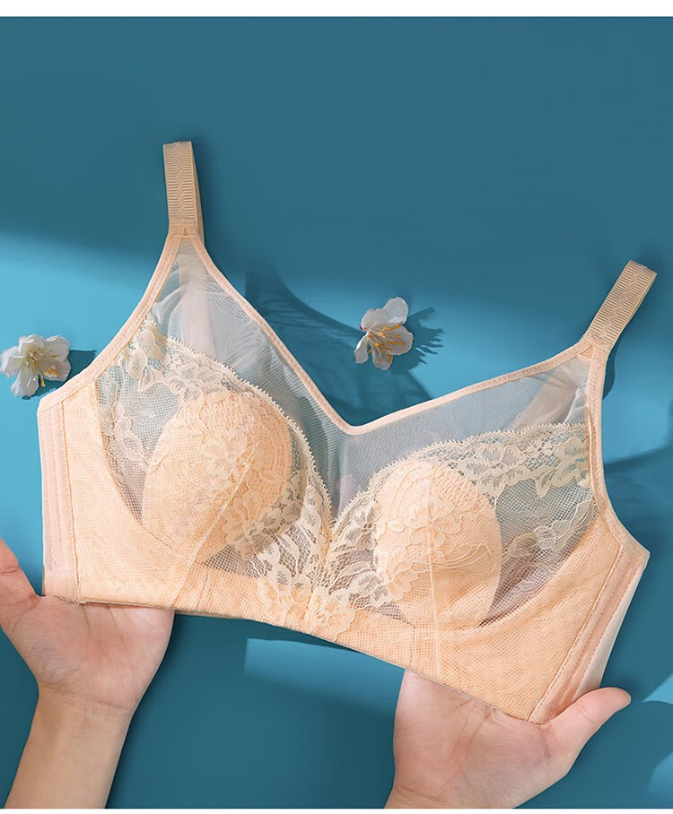 无钢圈文胸薄兔耳朵性感女内大显小收副乳聚拢防下垂胸罩 灰色【单件