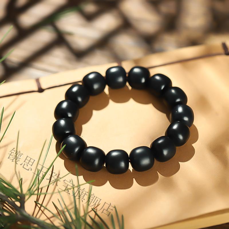 铭闽墨玉手串新疆和田玉黑羊脂墨玉手链手持念珠老型珠玉石男女佛珠