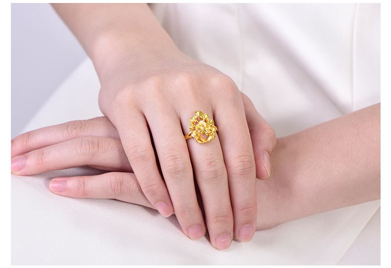 老凤凰黄金戒指李玟同款孔雀戒指足金999.9无焊料黄金活口戒女款 5.