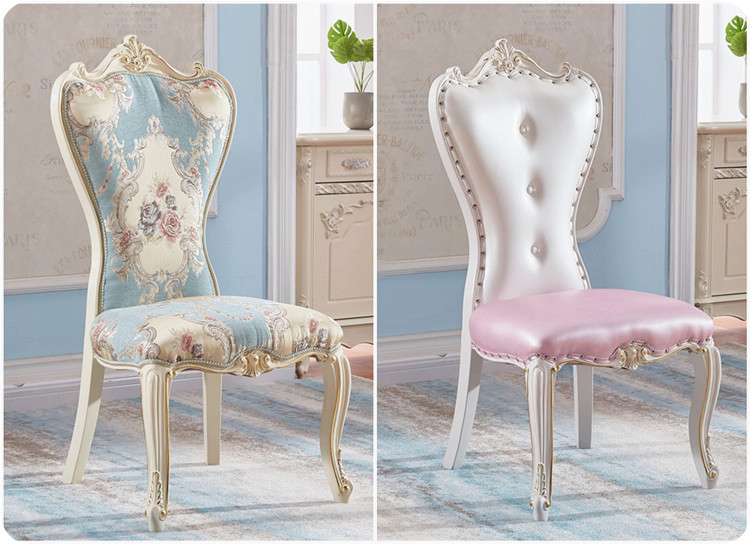 欧美式实木椅子 欧式靠背椅子现代简约凳子家用单人餐厅白色简欧美式