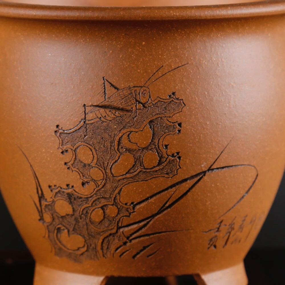 精工刻绘原矿降坡泥微型小号名家唯珍传统圆口精品紫砂盆景盆 款式