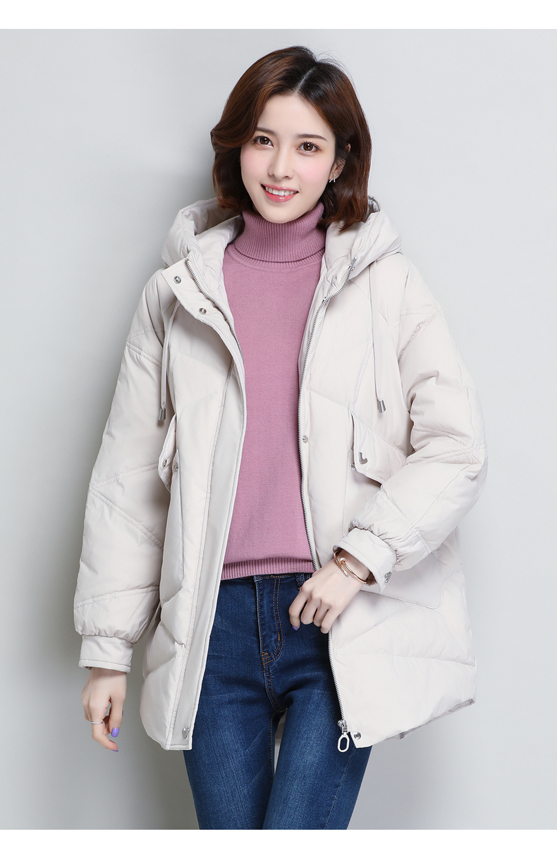 恒源祥羽绒服女士秋冬新款白鸭绒派克风连帽修身保暖休闲外套y8661号