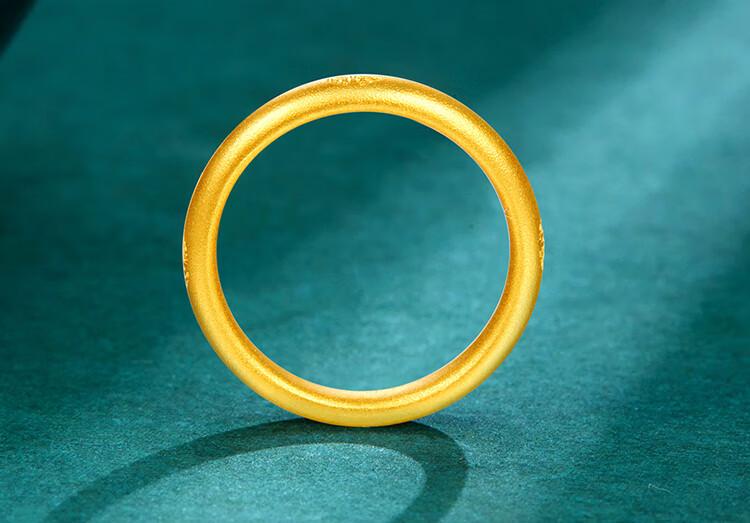 老庙黄金古法福字戒指闭口素圈黄金戒指女款简约饰品送女友送老婆实用