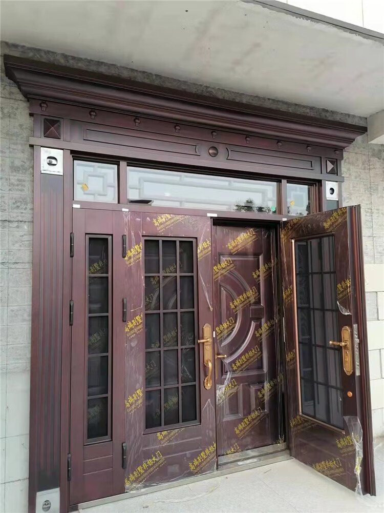 农村带纱门别墅大门复合门双层入户门四开子母对开门双开门防盗门轻奢