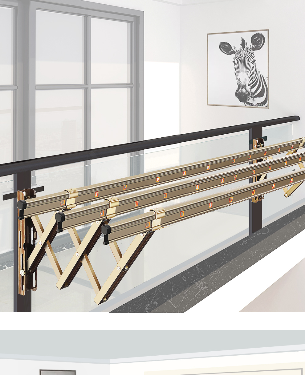 红杏w61【包安装】阳台外伸缩晾衣架户外推拉晒衣架折叠晒被架窗外晾