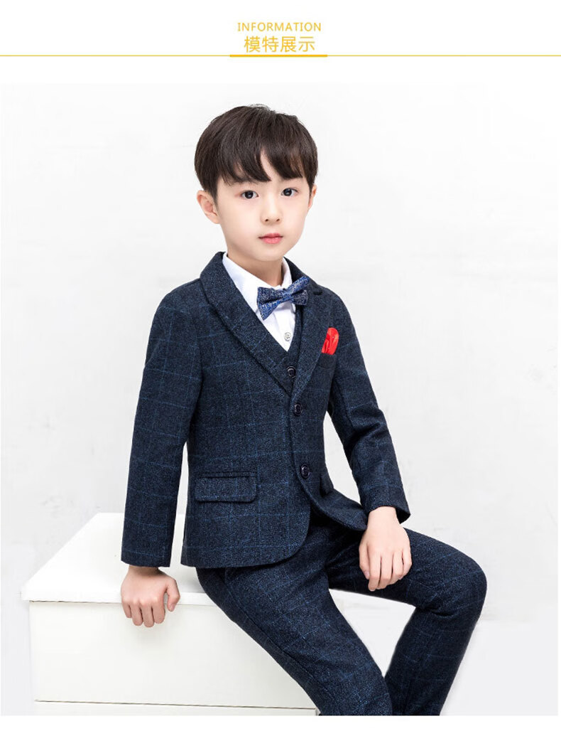 童装儿童套装加绒男童西装秋冬季新款韩版男宝宝花童西服小主持人生日