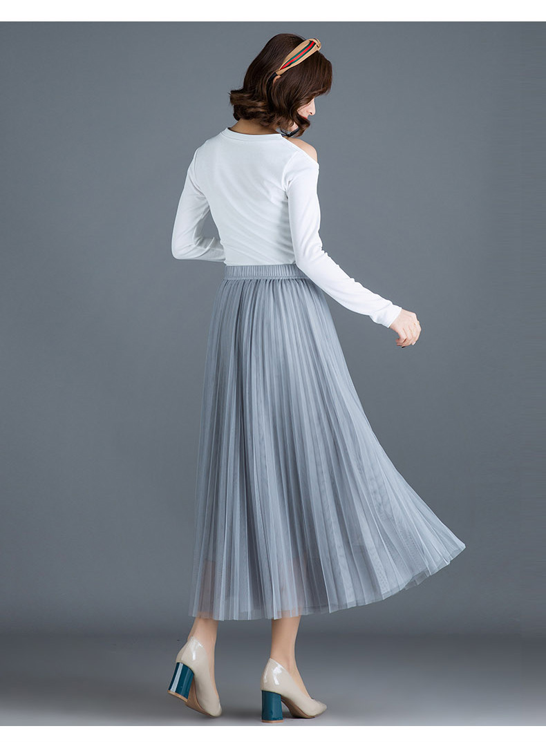 夏天长裙子百褶裙半身裙的网纱女2020高腰a字裙中长款纱裙子 粉色