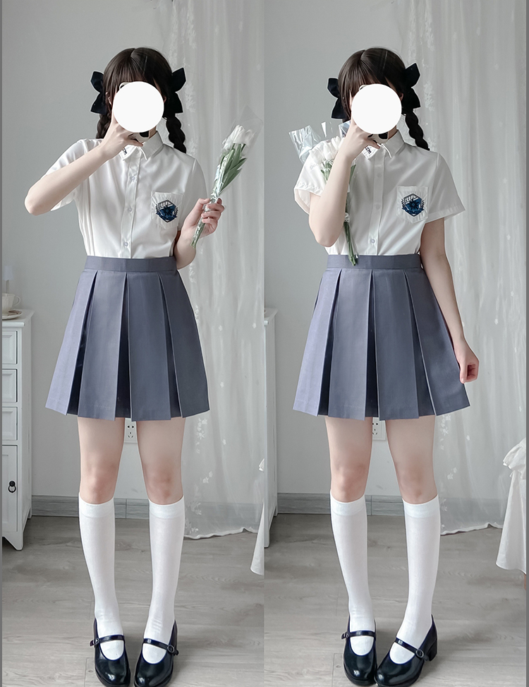 jk正版jk制服裙箱褶裙8箱褶学生校供感纯色tr面料半身裙八箱褶天蓝色s