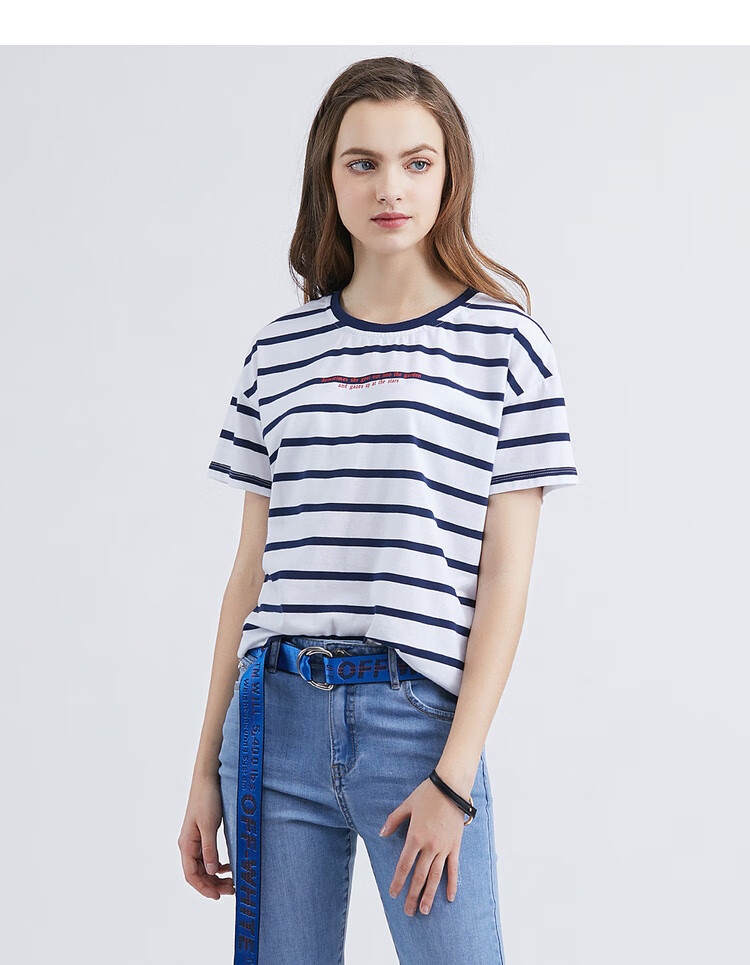 女装 t恤 真维斯(jeanswest) 真维斯短袖t恤女夏装新款女士纯棉圆领
