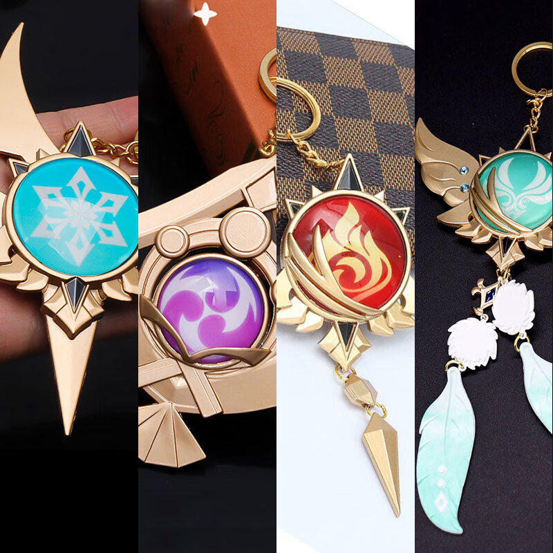 原神风神瞳挂坠温迪羽毛神之眼原神挂件夜光吊坠金属八重神子神里绫人