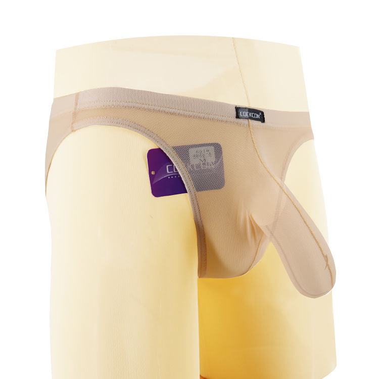 男士内裤分离男士全透明内裤男内裤低腰性感超薄网纱套枪蛋分离三角裤