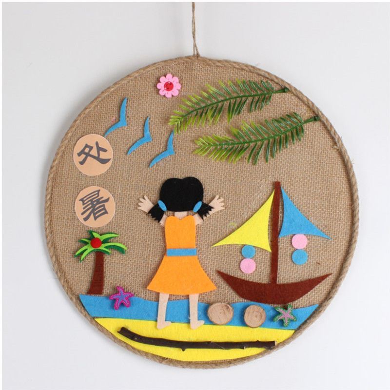 二十四节气麻绳画植树节diy意环创二十四节气儿童材料包幼儿园麻绳