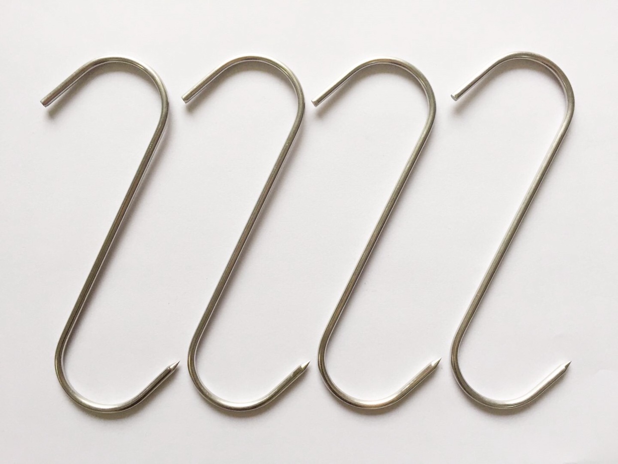 不锈钢肉钩子s型挂肉勾子挂香肠烤鸡烤鸭304不锈钢多用钩 10支(3mm