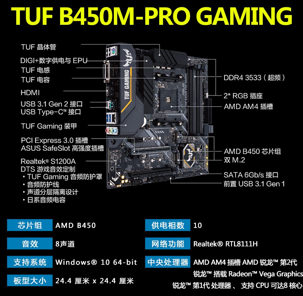 tuf gaming b550m-plus wif 锐龙 r5 3600盒装主板cpu套装