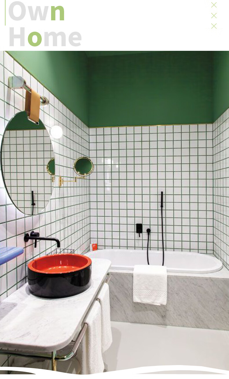 马赛克九宫格瓷砖 卫生间厨房浴室300*300纯色简约墙砖 防滑绿