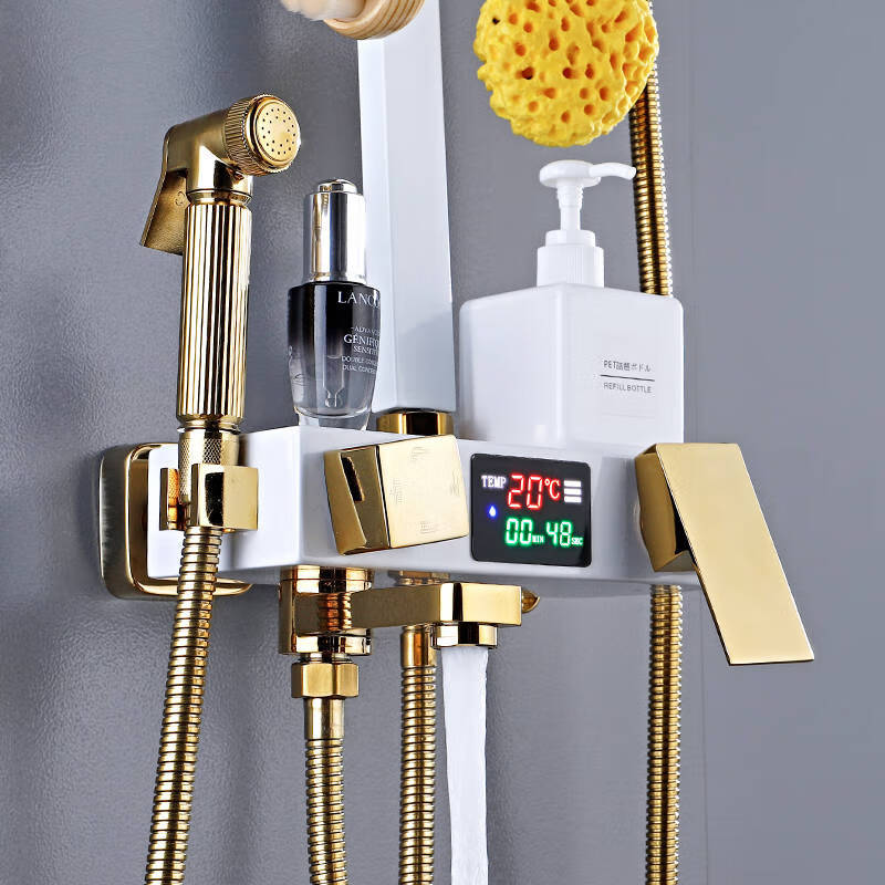 增压淋浴智能恒温花洒套装卫浴全铜水龙头 黑色七档花洒(不带喷枪)