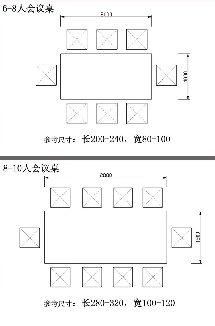 中伟办公桌电脑桌北欧会议桌长条桌员工桌铁艺书桌桌子2000*800*750mm